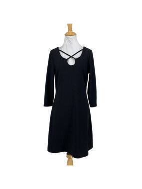 Boston Proper Dress Women S Small Black Keyhole Crisscross Strap Bracelet Sleeve